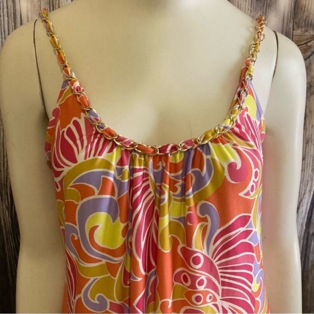 Women’s Small Sleeveless Colorful Chain Retro Style Shift Sun Dress Knee Length - Picture 3 of 12